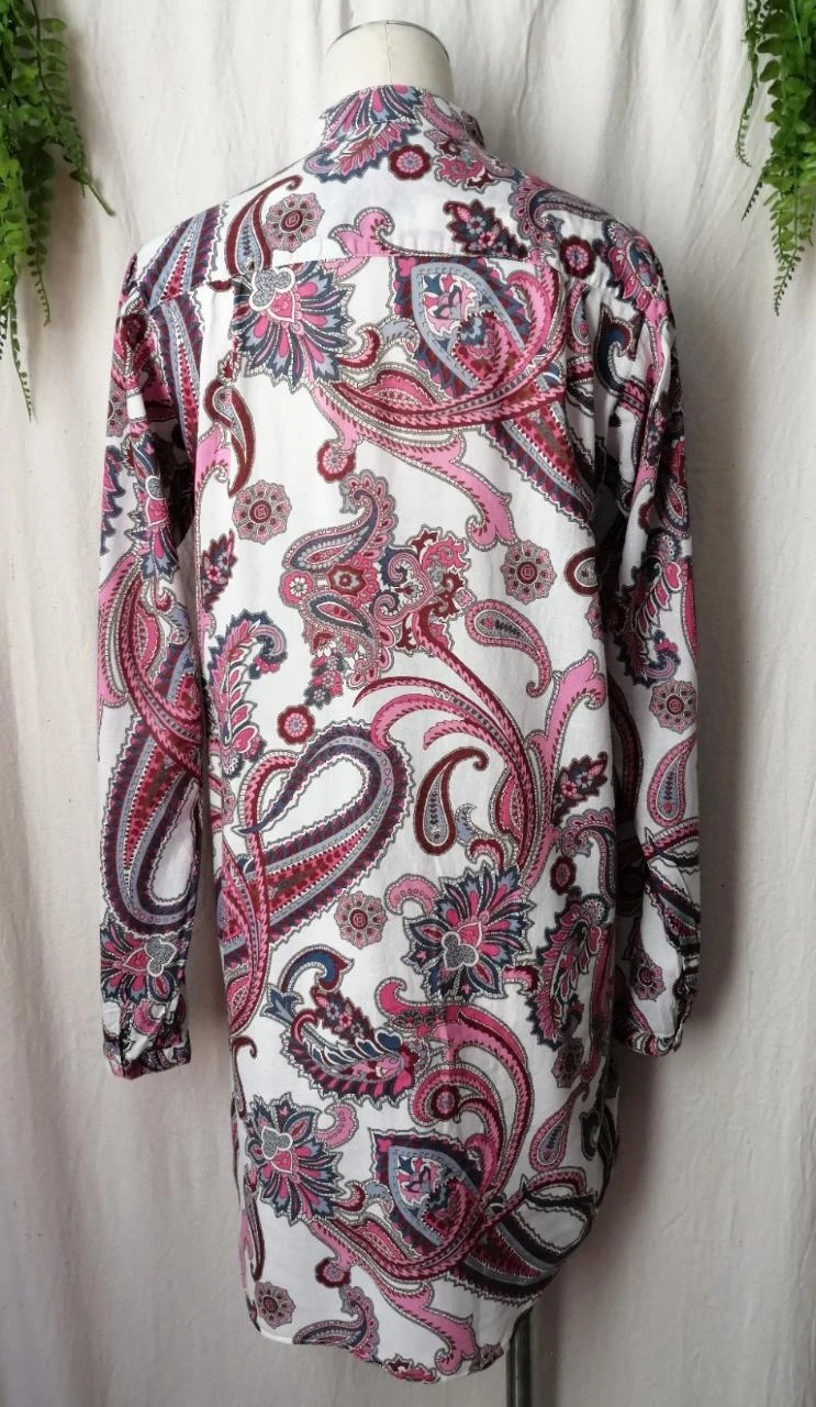 Paisley print long-sleeved button-down collar dress "Zara" – photo 4